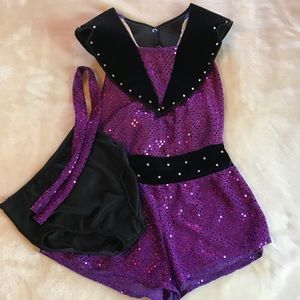 Designs for Dance Sequin Purple Black Outfit CM